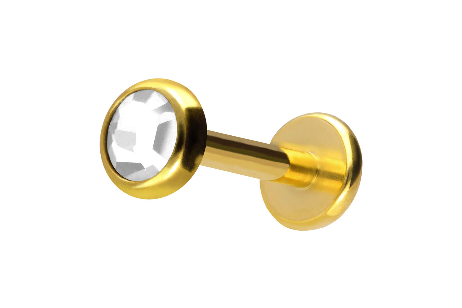 Titan Labret Piercing mit Push Fit KRISTALLDISC